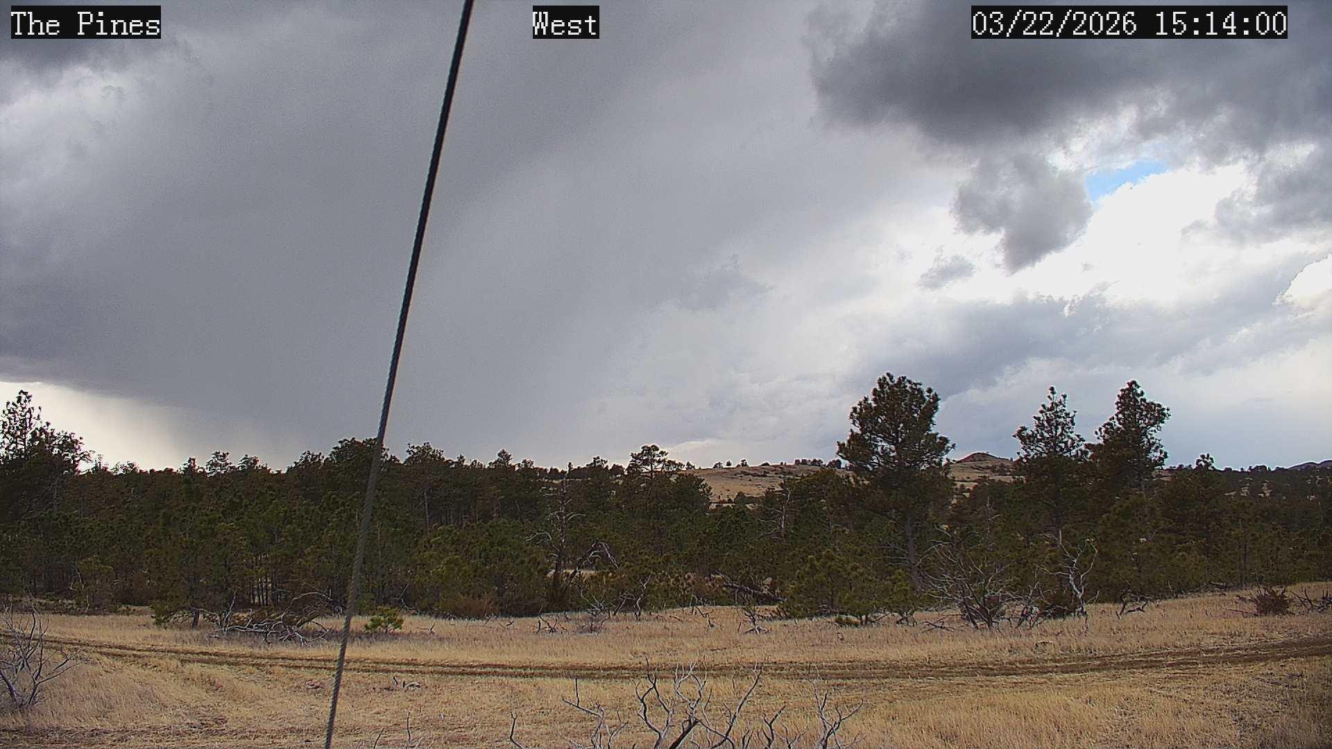 A shower rolls through at The Pines Mesonet Station on the afternoon of the 22nd of March.